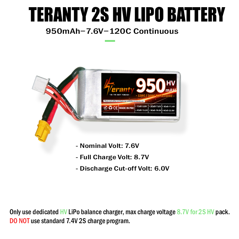 Teranty 2S HV 7.6V 950mAh 120C – Drone Racing Charger Bewertung und Preis